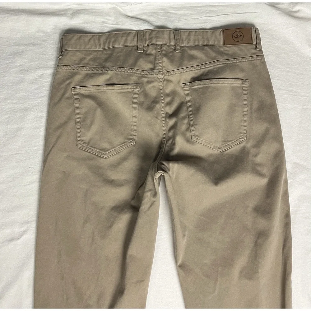 Peter Millar Mens Tan Straight 5 Pockets Pants Size 35x33.5 Cotton Blend
